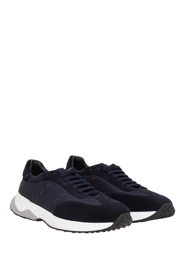 Kiton navy blue sneakers with signature red stitching 195830 - photo 3