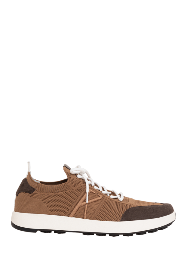Kiton brown knit sneakers with suede inserts and embroidery 195831 - photo 1