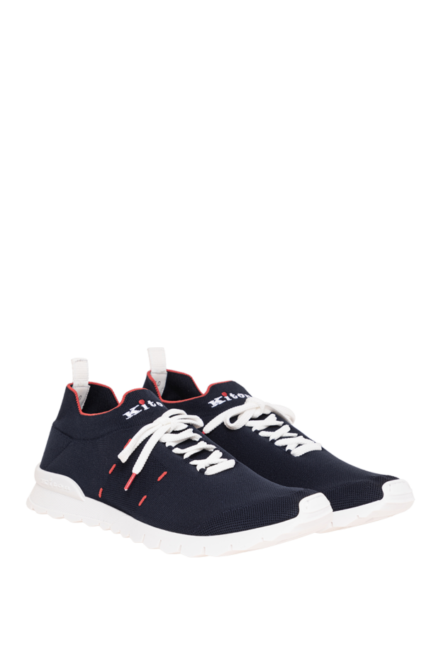 Kiton navy blue knit sock sneakers with scarlet trim 195832 - photo 3