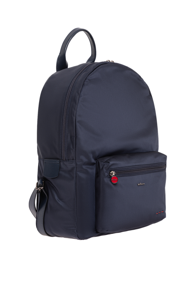 Kiton blue urban backpack made of high-tech textile with leather handles 195835 - photo 3