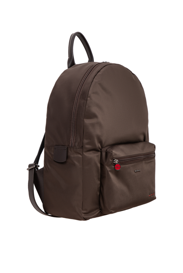 Kiton brown urban backpack made of high-tech textile with leather handles 195836 - photo 3