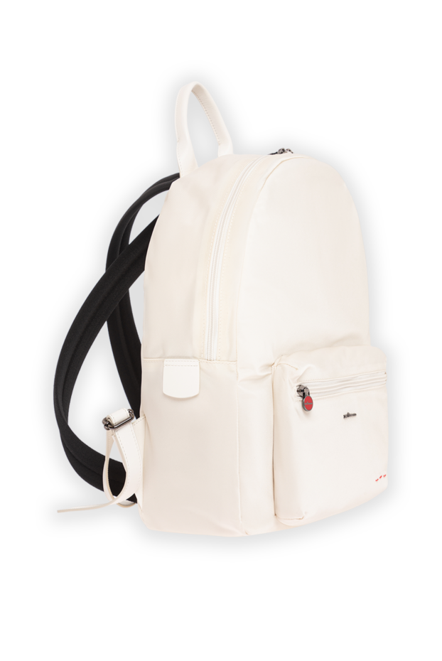 Kiton white fabric backpack with leather handle and contrasting red stitching 195837 - photo 3