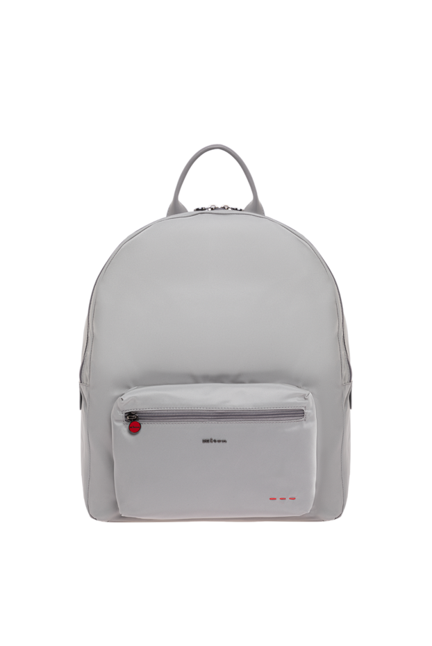 Kiton gray fabric backpack with leather handle and contrasting red stitching 195838 - photo 1