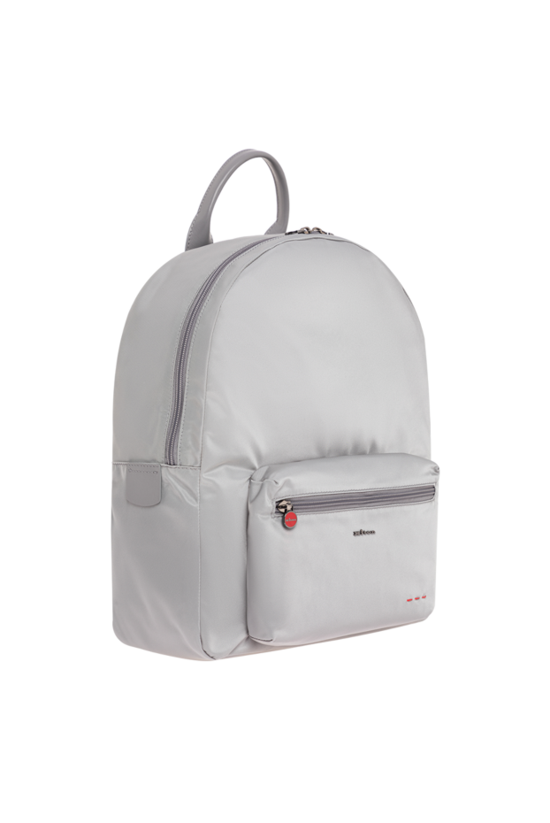 Kiton gray fabric backpack with leather handle and contrasting red stitching 195838 - photo 3