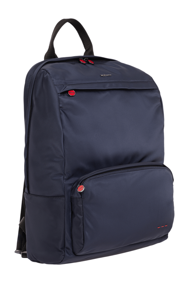 Kiton a dark blue textile backpack with a top textile handle and scarlet pullers 195841 - photo 3