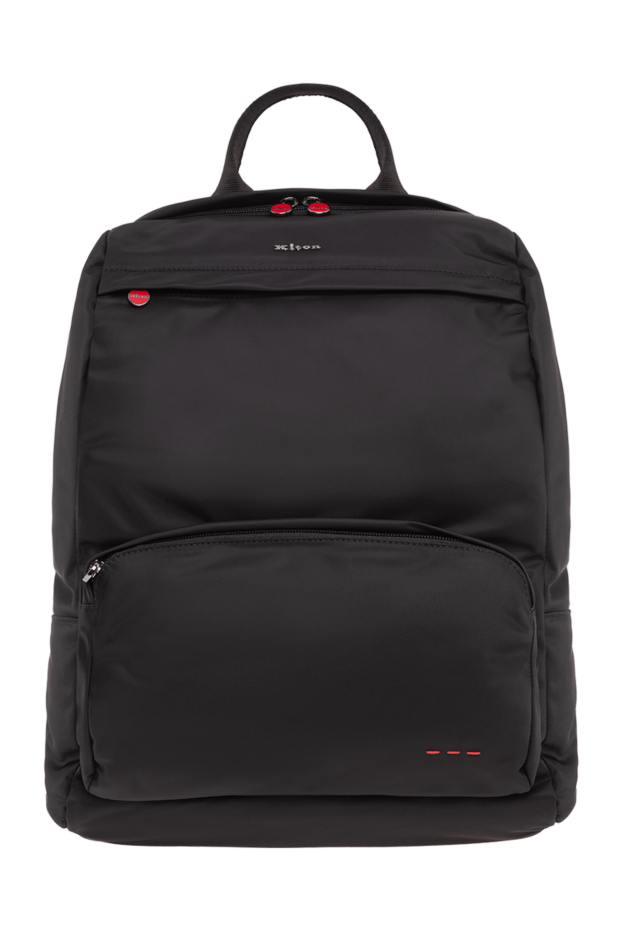 Kiton black textile backpack with a top textile handle and scarlet pullers 195842 - photo 1