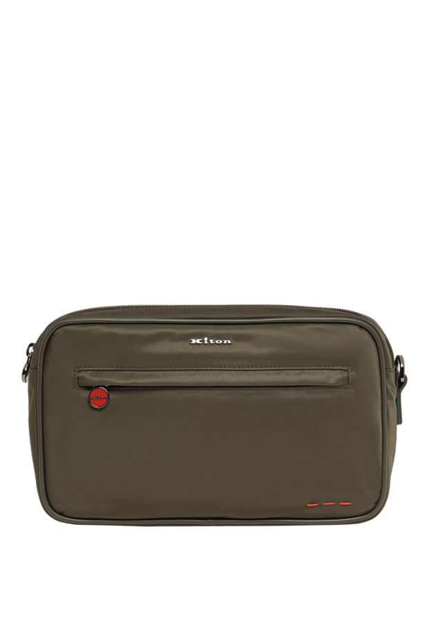Kiton khaki-colored textile vanity bag with round branded fittings 195849 - photo 1