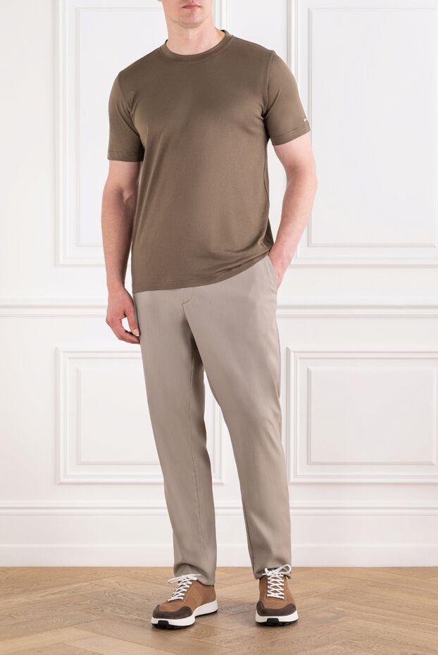 Kiton men's basic straight-cut olive-brown t-shirt 195850 - photo 2