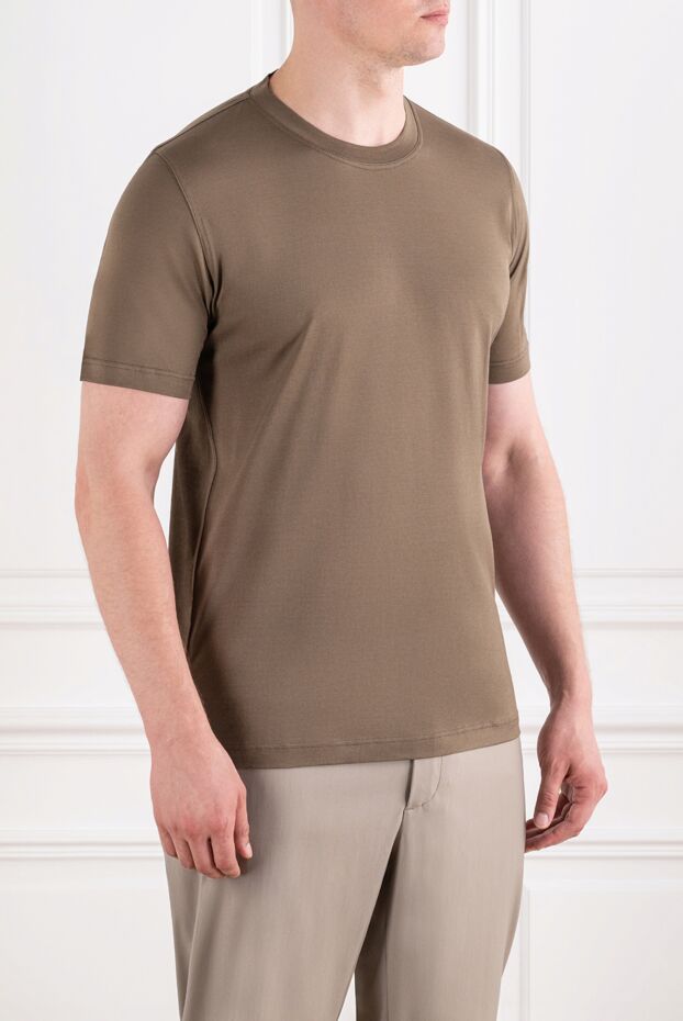 Kiton men's basic straight-cut olive-brown t-shirt 195850 - photo 3