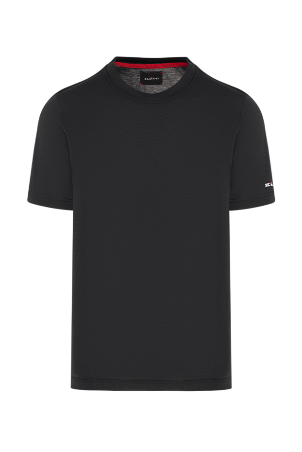 Kiton men's black cotton t-shirt with a miniature logo 195851 - photo 1