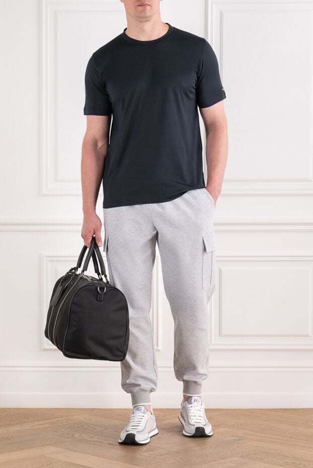 Kiton men's black cotton t-shirt with a miniature logo 195851 - photo 2