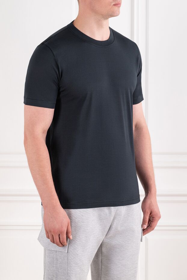 Kiton men's black cotton t-shirt with a miniature logo 195851 - photo 3