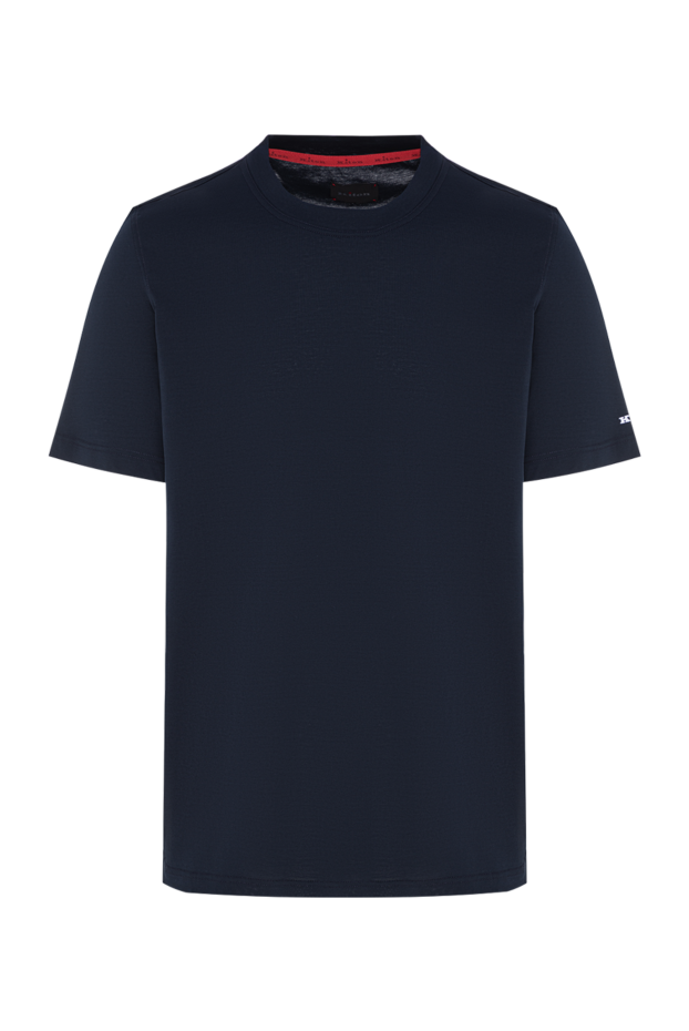 Kiton men's dark blue cotton t-shirt with red piping 195853 - photo 1