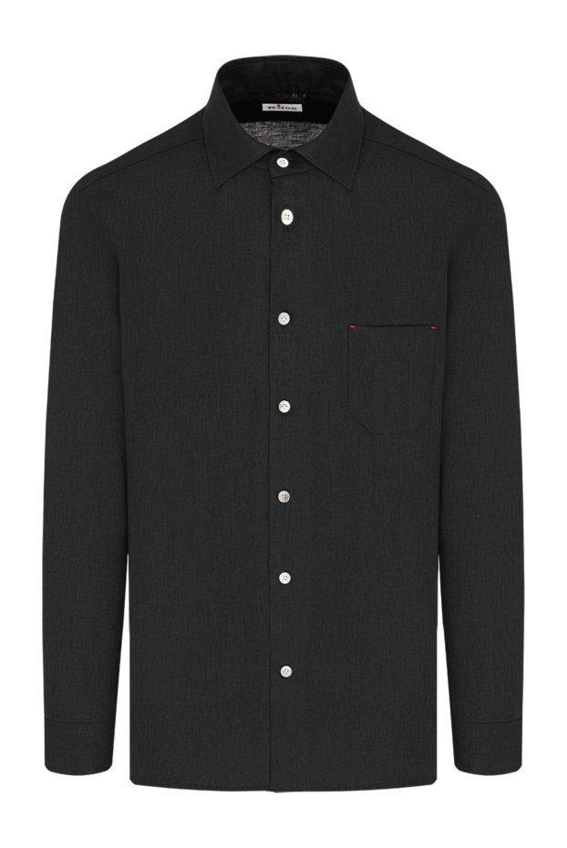 Kiton men's dark gray linen straight-fit shirt with patch pocket 195860 - photo 1