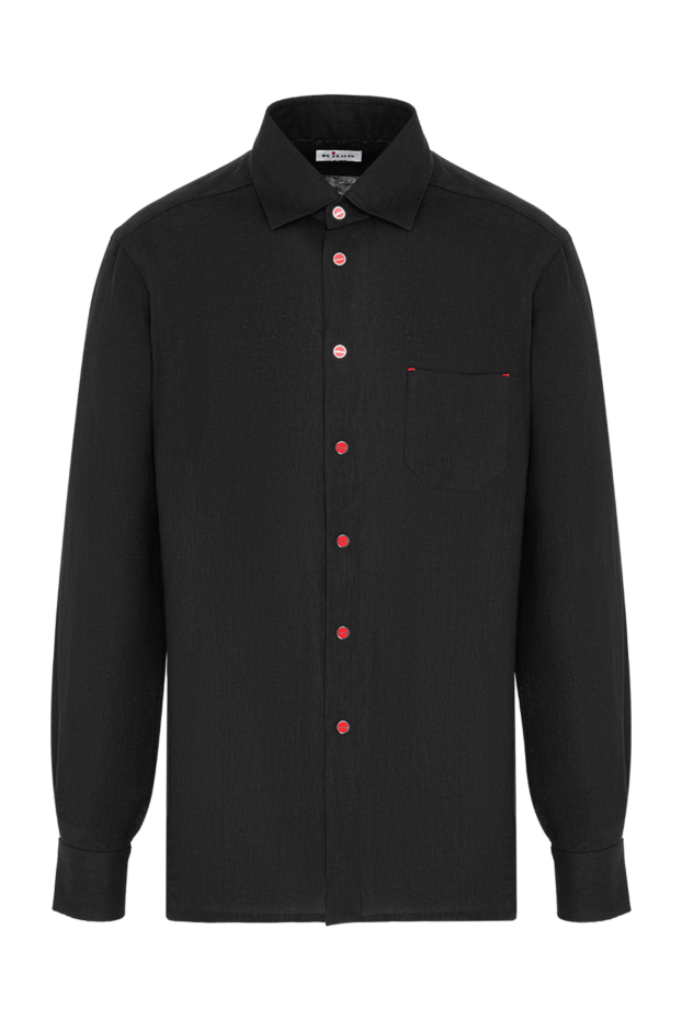 Kiton black premium shirt with contrasting red hardware and brand logo 195866 - photo 1