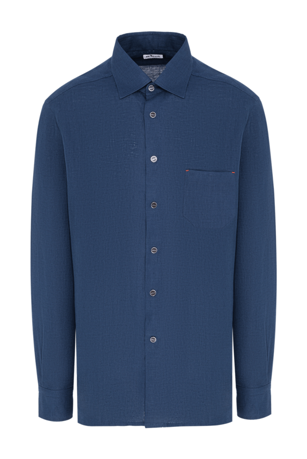 Kiton men's blue straight-cut shirt with metal buttons 195870 - photo 1