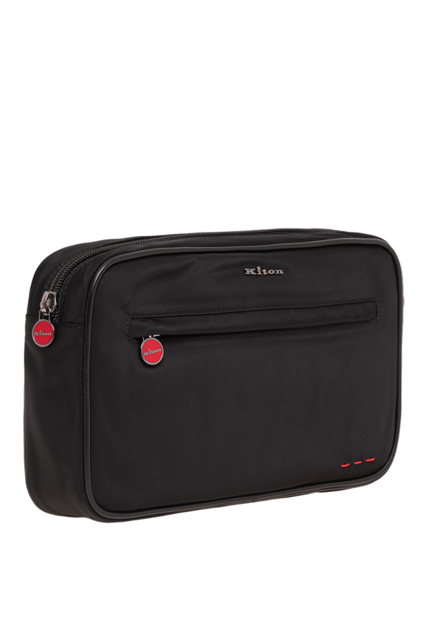 Kiton black textile vanity bag with round branded fittings 195877 - photo 3