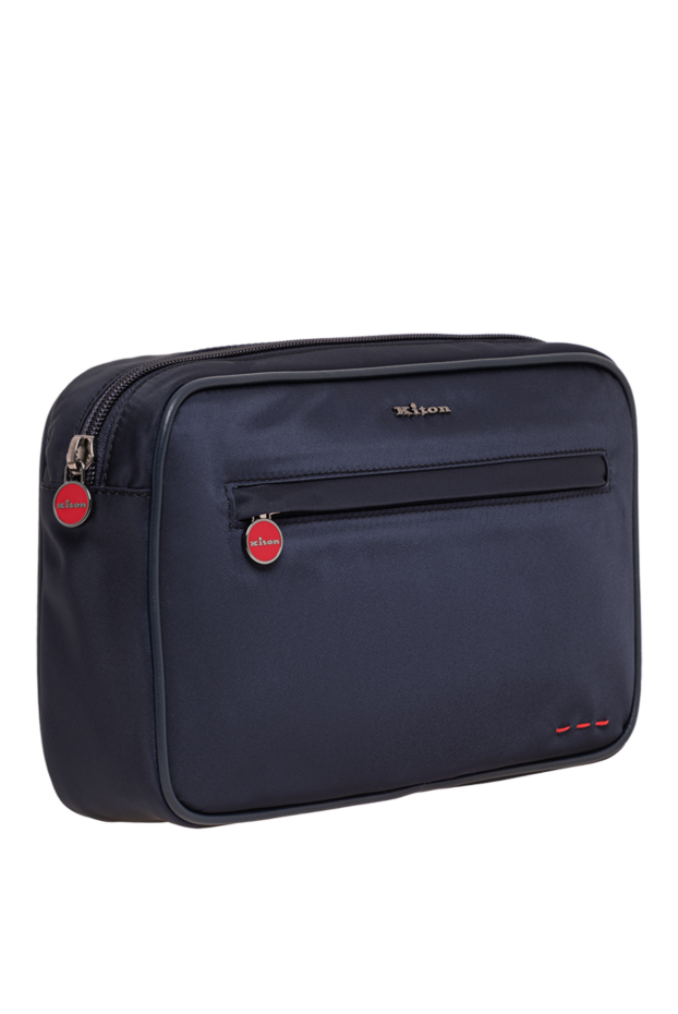 Kiton blue textile vanity bag with round branded fittings 195878 - photo 3