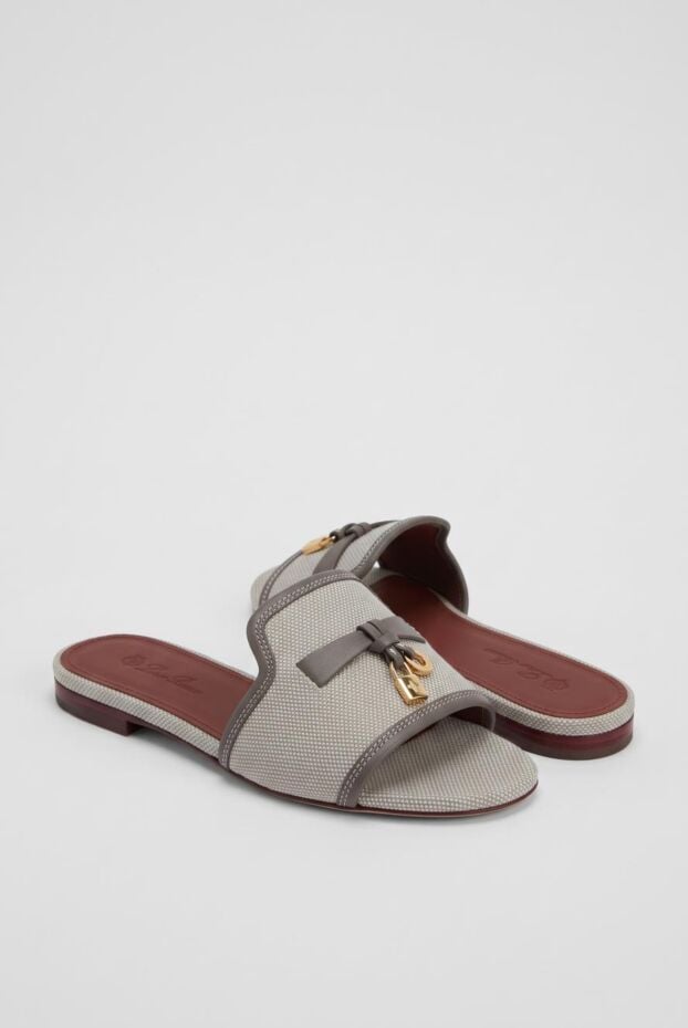 Loro Piana flat fabric mule sandals with signature metallic charms 195883 - photo 3