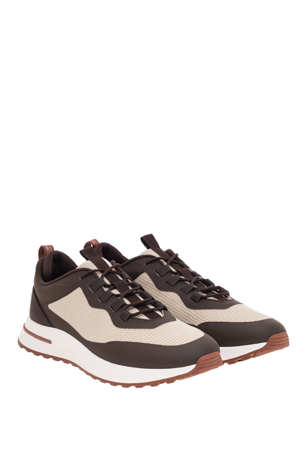 Loro Piana men's beige week end walk sneakers in 3d mesh with leather trim 195901 - photo 3