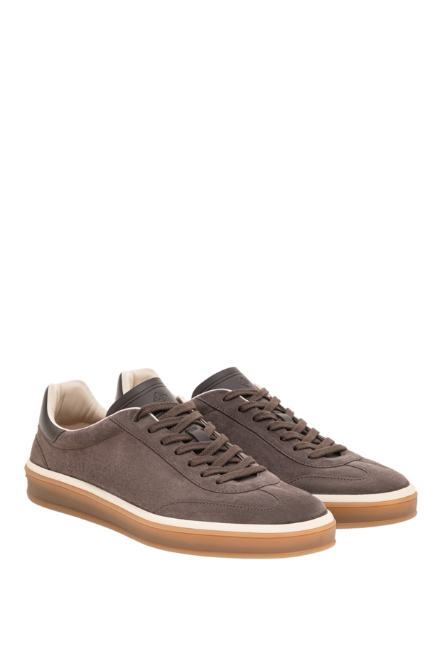 Loro Piana gray suede tennis walk sneakers with a textile welt and rubber sole 195905 - photo 3