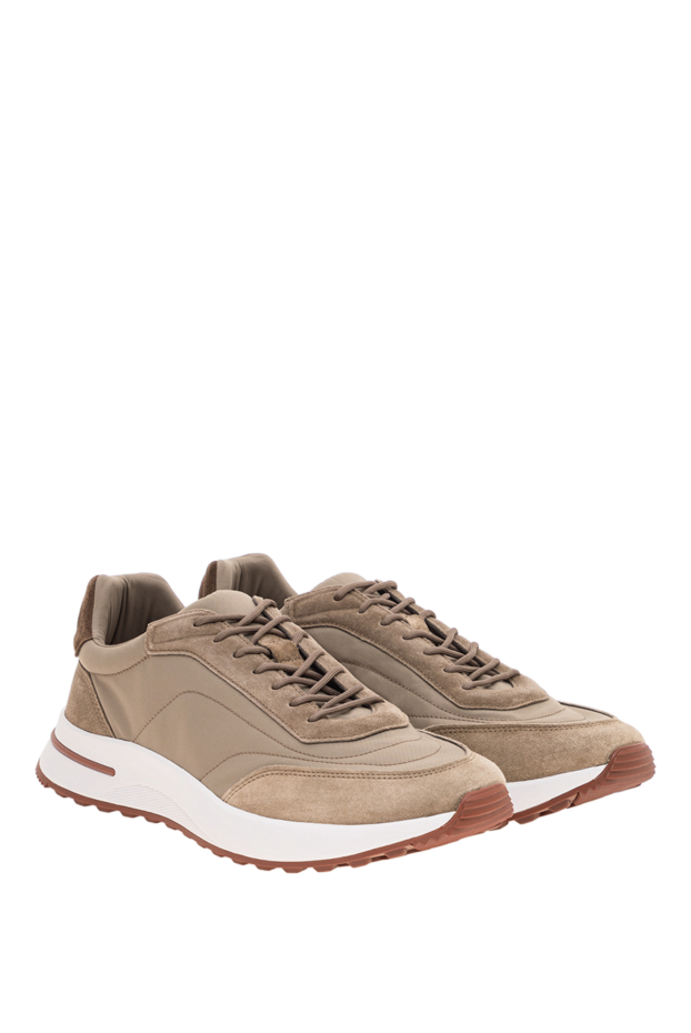 Loro Piana beige and olive combo sneakers with suede details 195906 - photo 3