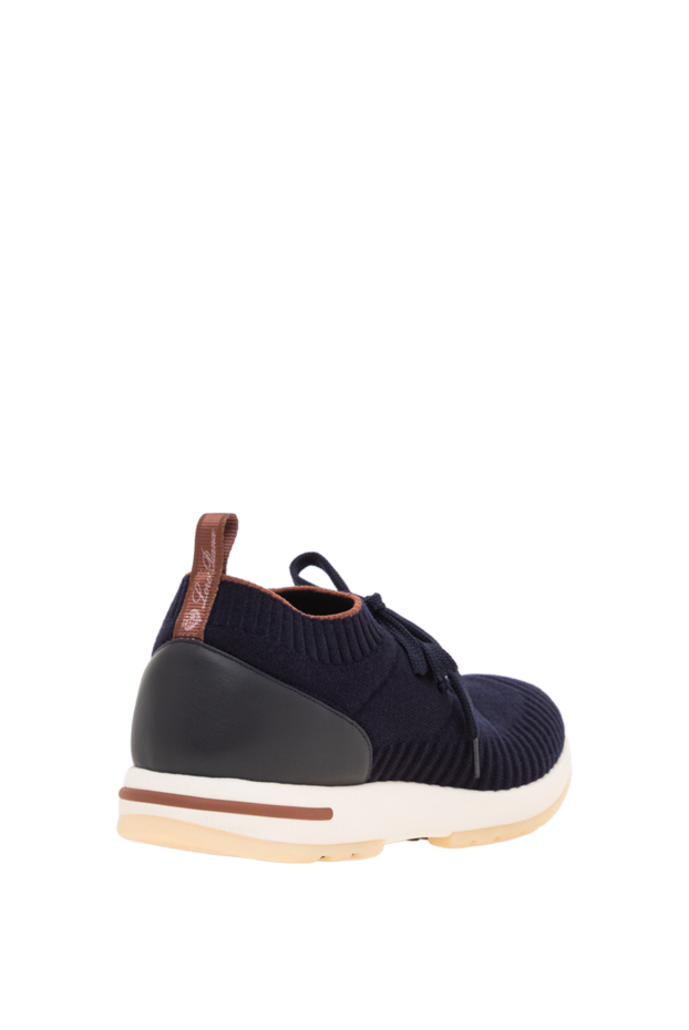 Loro Piana dark blue wool sneakers with a leather heel and laces 195907 - photo 3
