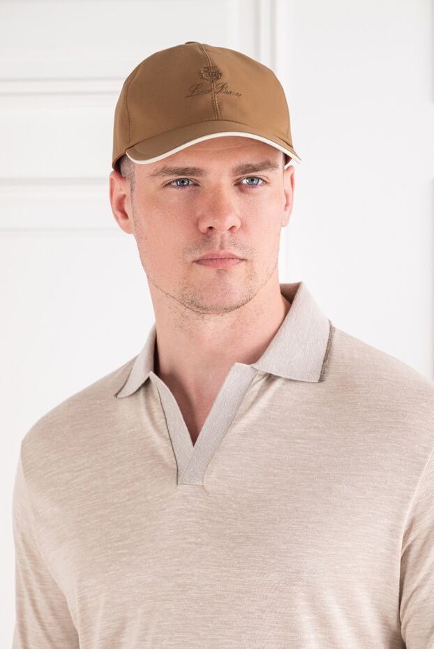 Loro Piana men's brown baseball cap made of water-repellent microfiber with contrast piping 195911 - photo 2