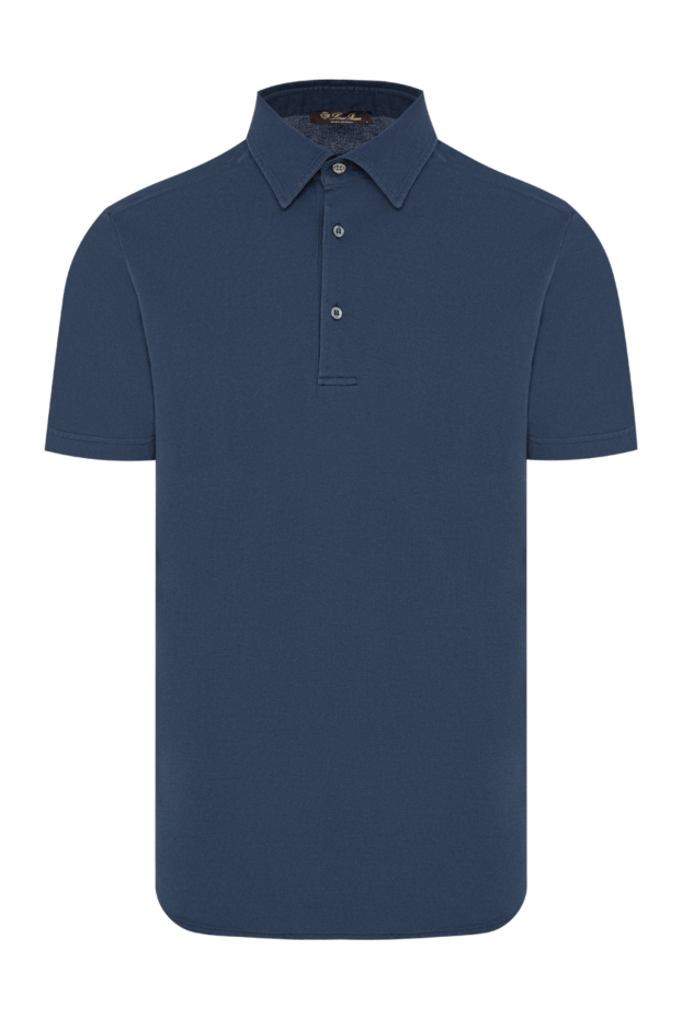 Loro Piana men's blue knitted polo shirt with short sleeves 195918 - photo 1
