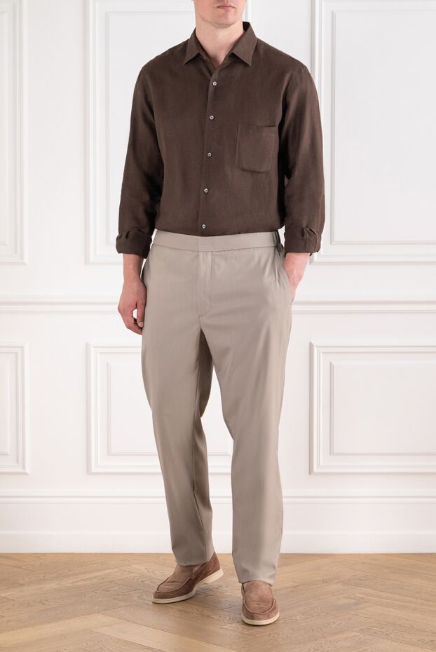 Loro Piana men's olive knit polo shirt with a melange effect 195920 - photo 2