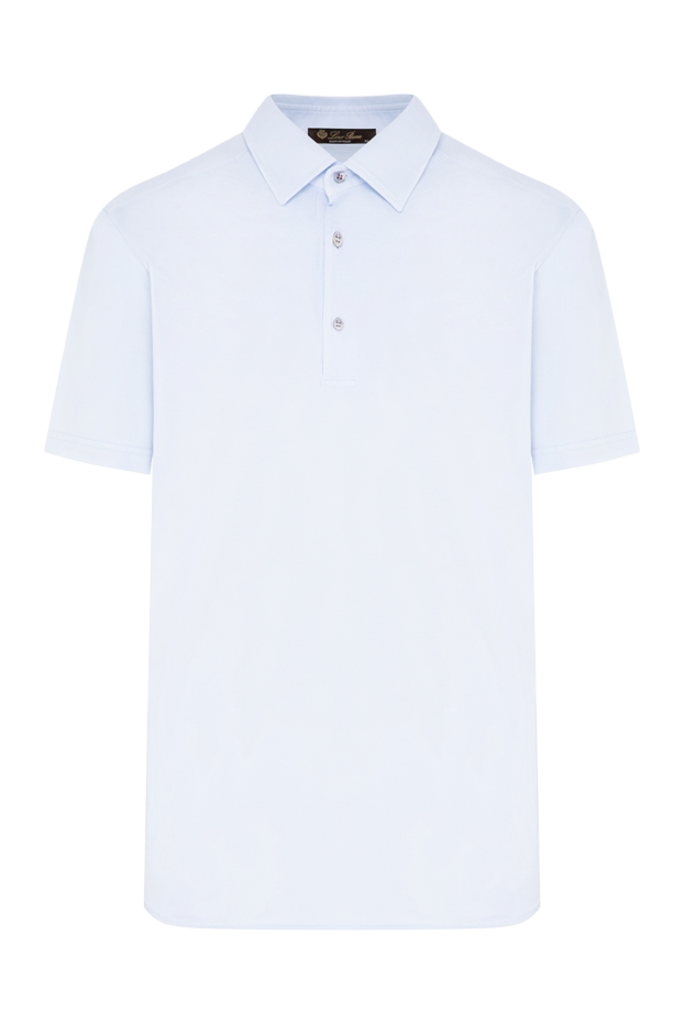 Loro Piana men's sky blue cotton pique knit polo shirt 195923 - photo 1