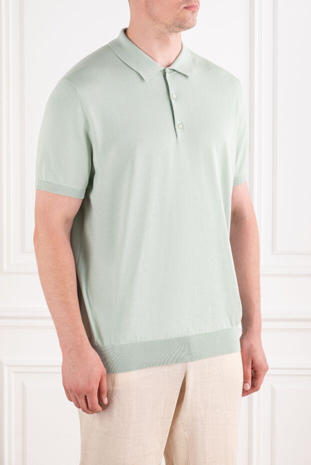 Loro Piana men's mint green knit polo shirt with a wide elastic waistband 195925 - photo 3