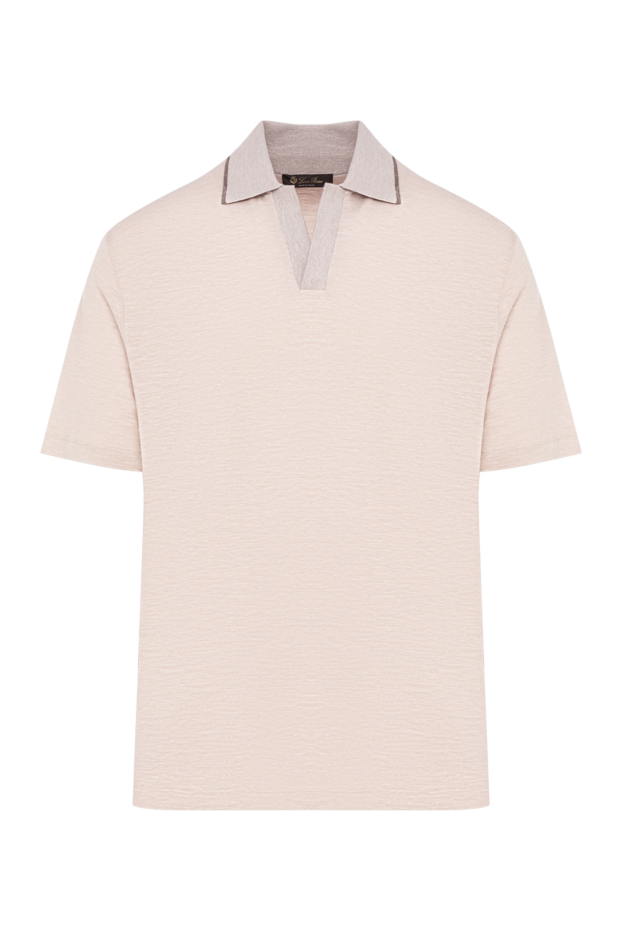 Loro Piana men's powder-colored cashmere blend knit polo shirt 195930 - photo 1