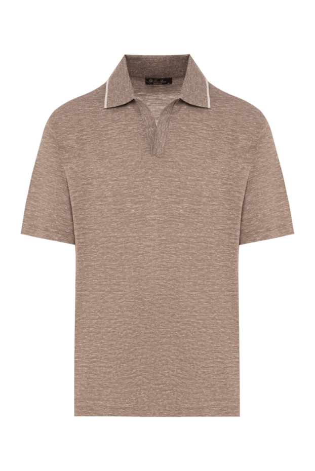 Loro Piana men's brown cashmere blend knit polo shirt 195931 - photo 1