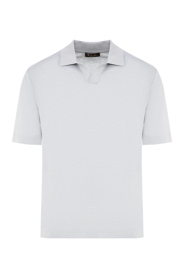 Loro Piana men's light gray knitted polo shirt made of silk and cotton 195932 - photo 1