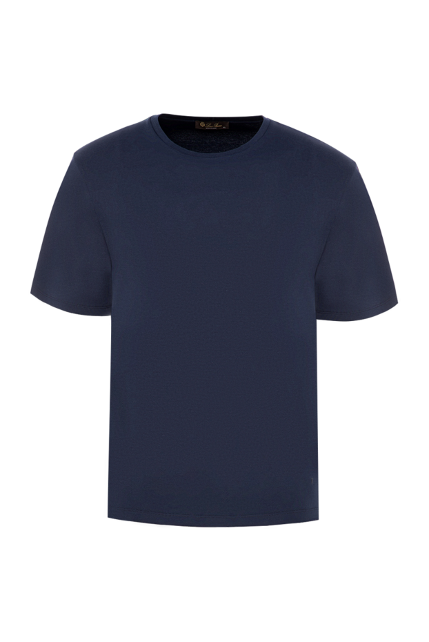 Loro Piana tremezzo men's cotton t-shirt in dark blue, basic fit 195935 - photo 1