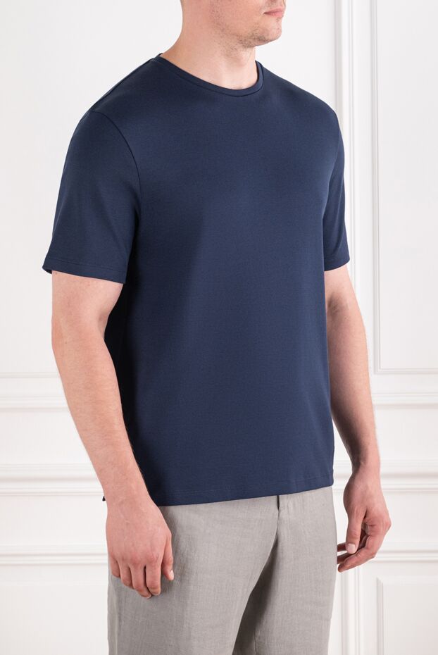 Loro Piana tremezzo men's cotton t-shirt in dark blue, basic fit 195935 - photo 3