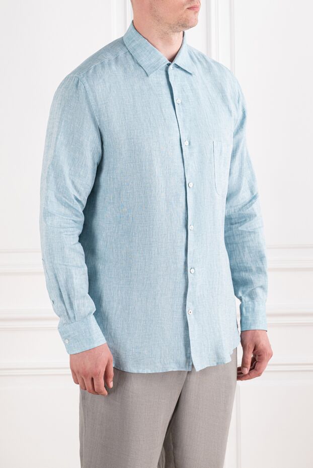 Loro Piana andre classic shirt in cool blue linen 195951 - photo 3