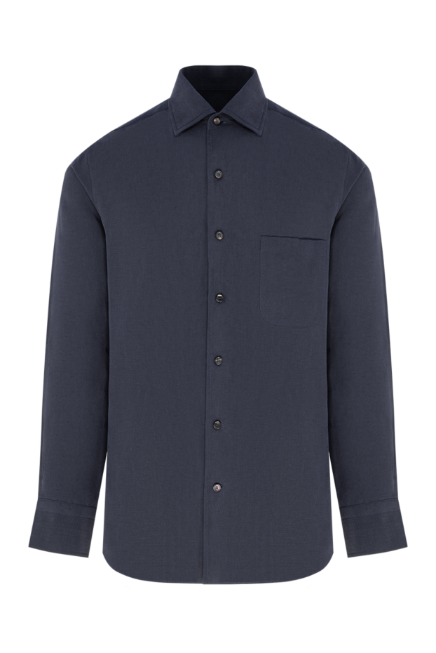 Loro Piana men's premium quality dark blue linen shirt 195957 - photo 1