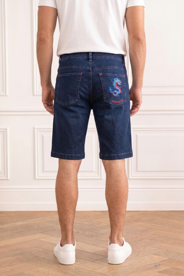 Scissor Scriptor dark blue denim shorts with embroidery and red hardware 195998 - photo 2