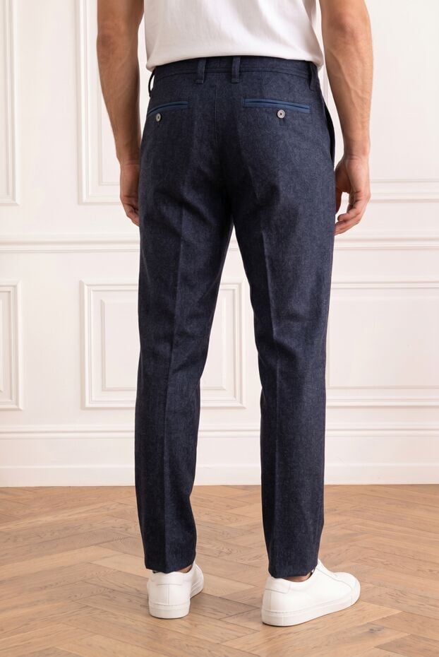 Scissor Scriptor dark blue classic trousers in textured fabric with contrasting back pocket trim 196141 - photo 2