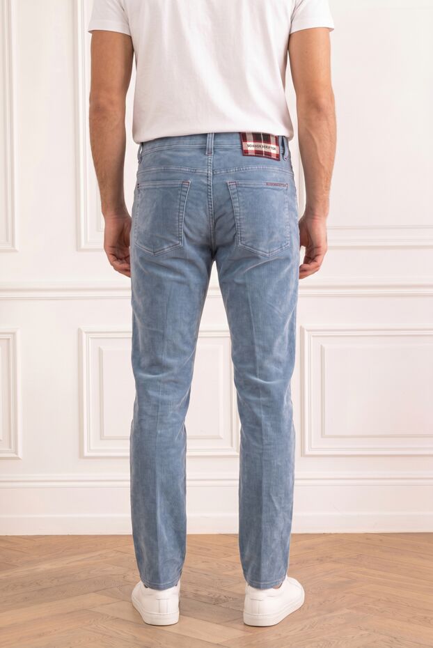 Scissor Scriptor men's light blue velour trousers with a plaid patch 196173 - photo 2