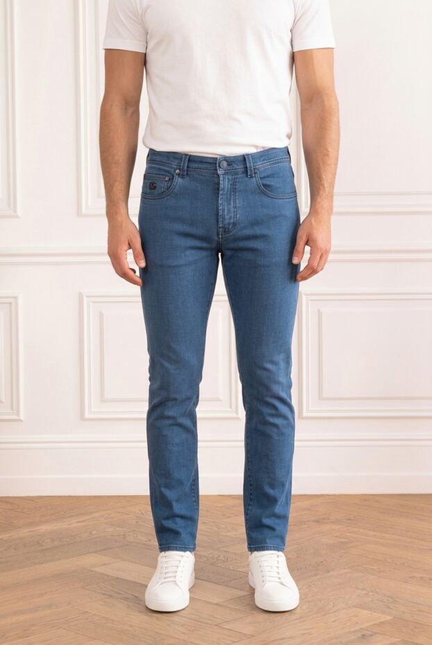 Scissor Scriptor men's light blue skinny jeans with a dark patch 196179 - photo 1