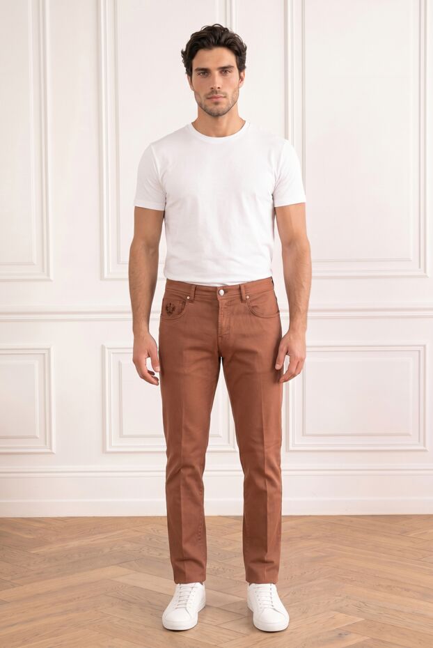 Scissor Scriptor men's terracotta chinos with checkered patch 196183 - photo 1