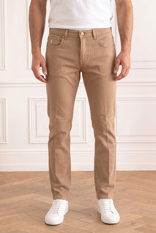 Scissor Scriptor men's beige jeans with gold embroidery 196184 - photo 1