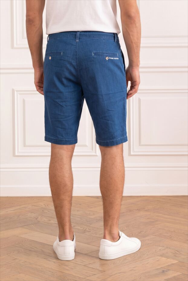 Blue cotton Bermuda shorts in lightweight denim with drawstring - photo 2