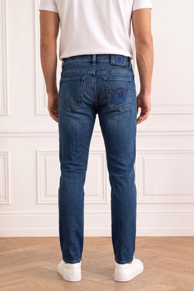 Scissor Scriptor tapered blue jeans with textured brand embroidery on the back pocket 196225 - photo 1