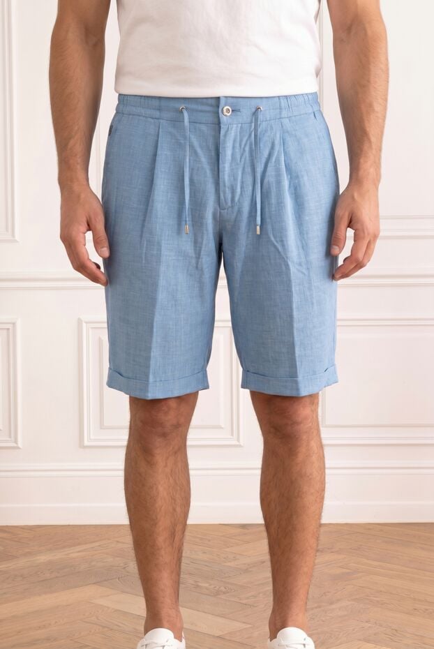 Scissor Scriptor blue bermuda shorts in a wool, silk and linen blend with pleats 196232 - photo 1
