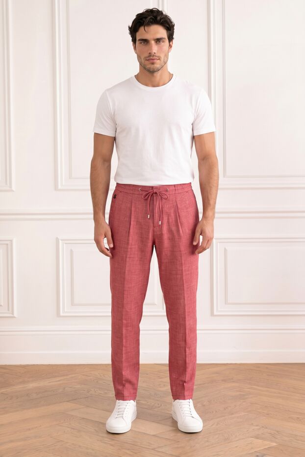 Scissor Scriptor pink wool, silk and linen drawstring trousers with creases 196235 - photo 1