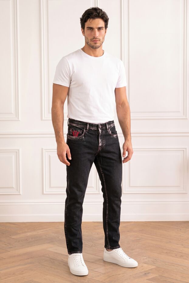Scissor Scriptor men's black skinny jeans with raspberry seam dyeing 196267 - photo 1